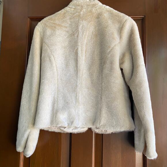 Women’s Cream Faux-Fur Nehru Collar Jacket by Ideology Sz XS - Picture 3 of 6